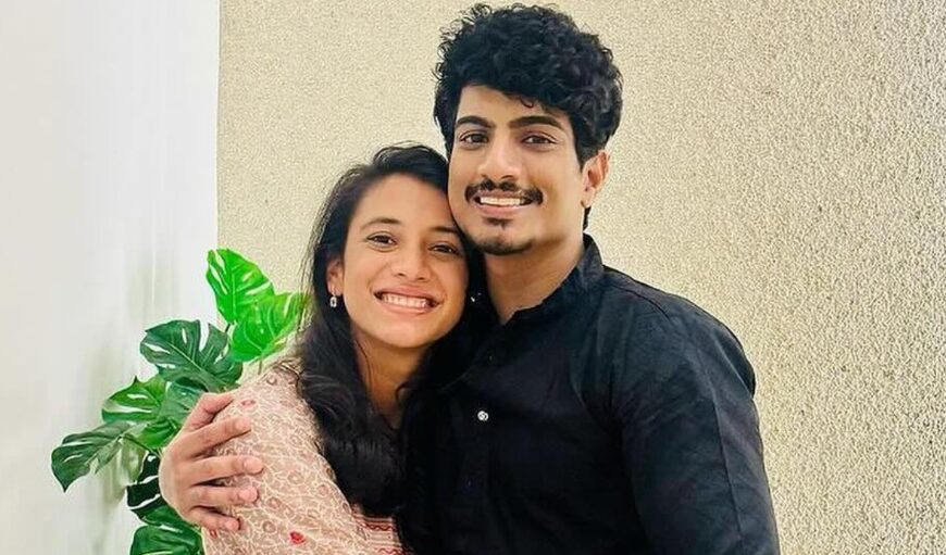 Smriti Mandhana and Palash Muchhal together during a public appearance