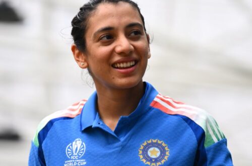Smriti Mandhana smiling in a portrait photo, Indian women’s cricket team opener